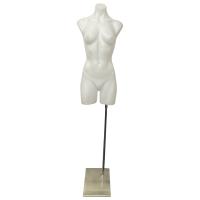 Female Mannequin Torso with Sloping metal Stand - White Plastic