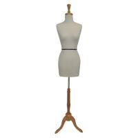 Female Dressmakers Mannequin Classic with Wooden Stand - White Fabric