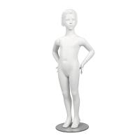 Young Girl Child Mannequin Full Body Standing with Glass Base - White