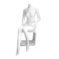 Female Headless Mannequin in Seated Pose - Gloss White  #SIT7