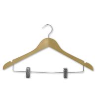 Combination Coat Hanger - Shirt & Clip - Natural - PACK OF 5