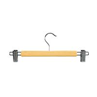 Coat Hanger for Bottoms with Chrome Clip- Natural Wood - Box of 100