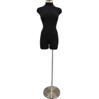 Female Dressmakers Mannequin Modern - Black Fabric Torso on Metal Stand