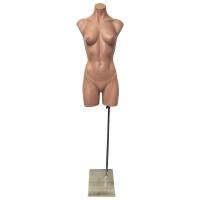 Female Mannequin Torso with Sloping metal Stand - Skin Colour Plastic