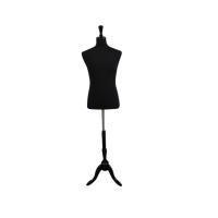 Male Dressmakers Mannequin Classic with Wooden Stand - Black Fabric