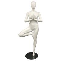 Female Yoga Mannequin Full Body in Tree Pose -  White Gloss