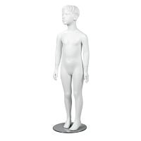 Young Boy Child Mannequin Full Body Standing with Glass Base - White