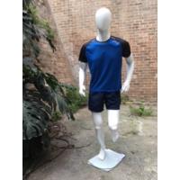 Male Running Mannequin with Abstract Head on Glass Stand  - White Gloss