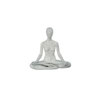Female Yoga Mannequin Full Body Abstract Head in Lotus Pose - White Gloss